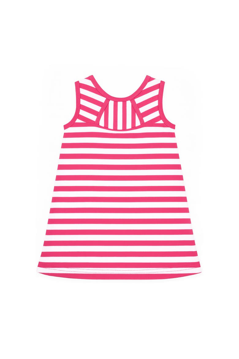 Stripe Knit Dress With Flower, Alternate, color, Fuchsia/White