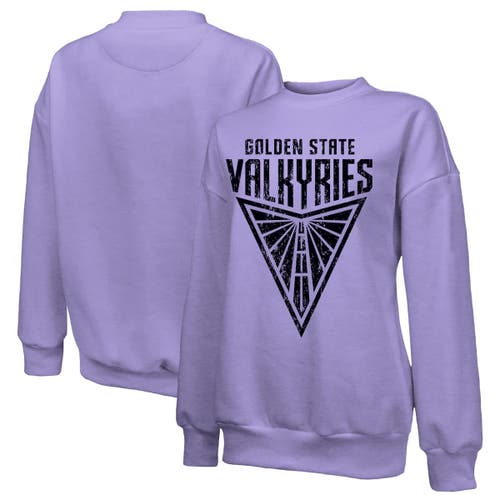 Majestic Threads Violet Golden State Valkyries Primary Logo Drop Shoulder Tri-blend Pullover Sweatsh In Purple