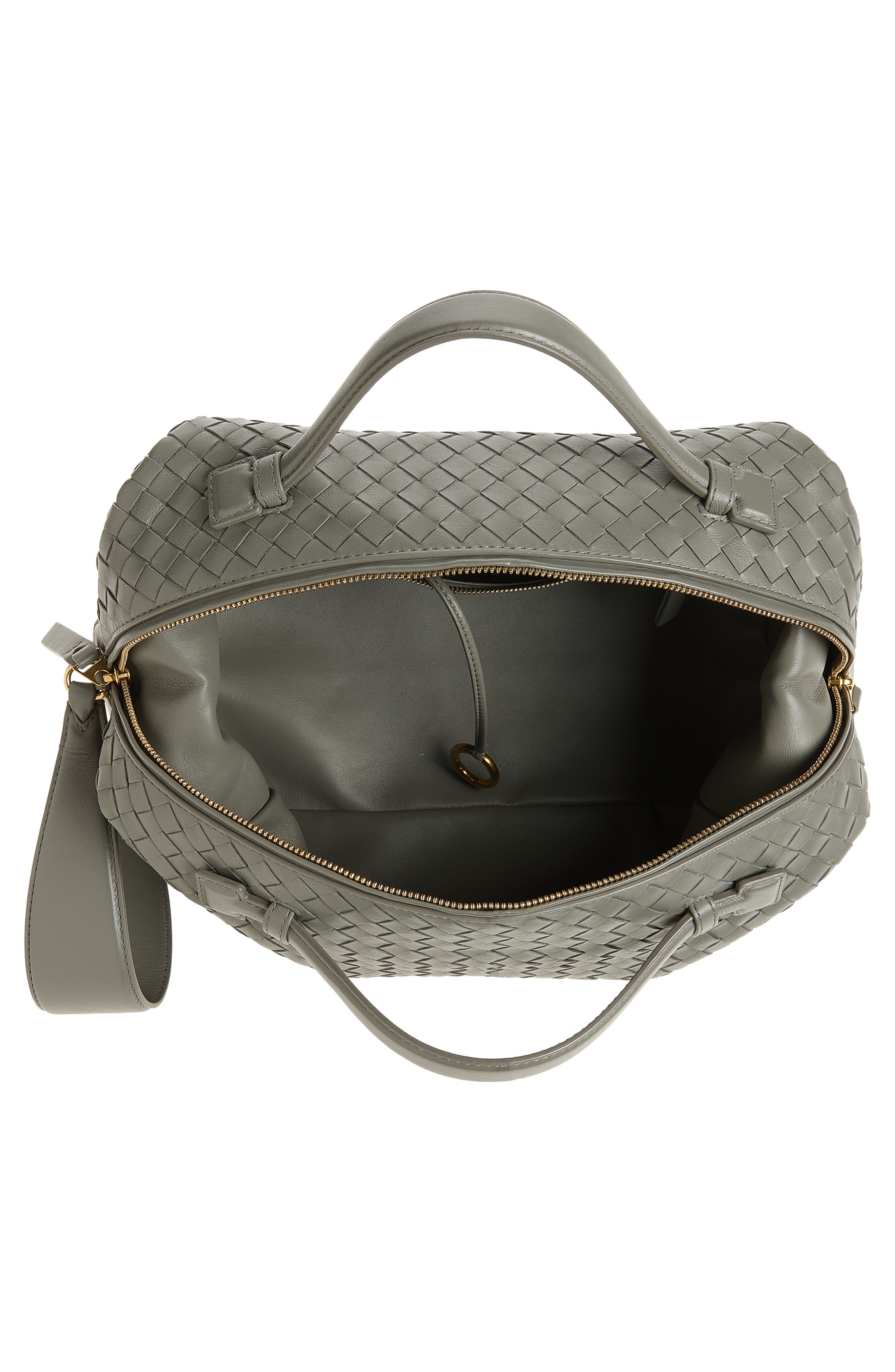 Bottega Veneta Intrecciato Leather East/West Top Handle Bag, Alternate, color, 1647 Basalt-Brass V