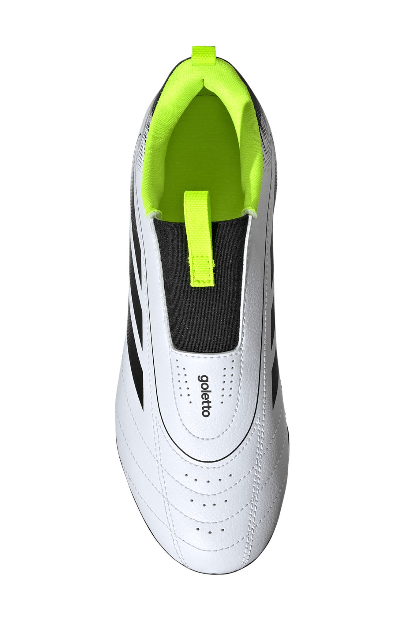 adidas Goletto IX Laceless Soccer Cleat, Alternate, color, White/ Black/ Lemon