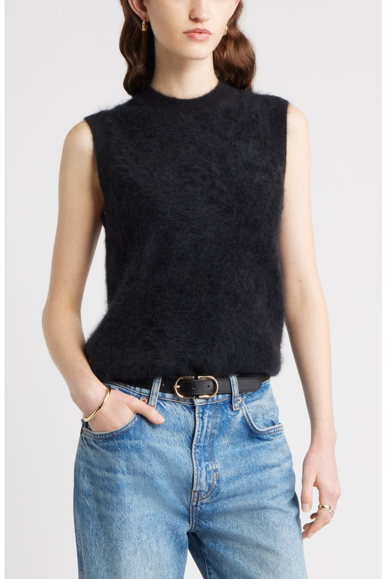 Brushed Cashmere Sweater Vest, Main, color, BLACK ROCK