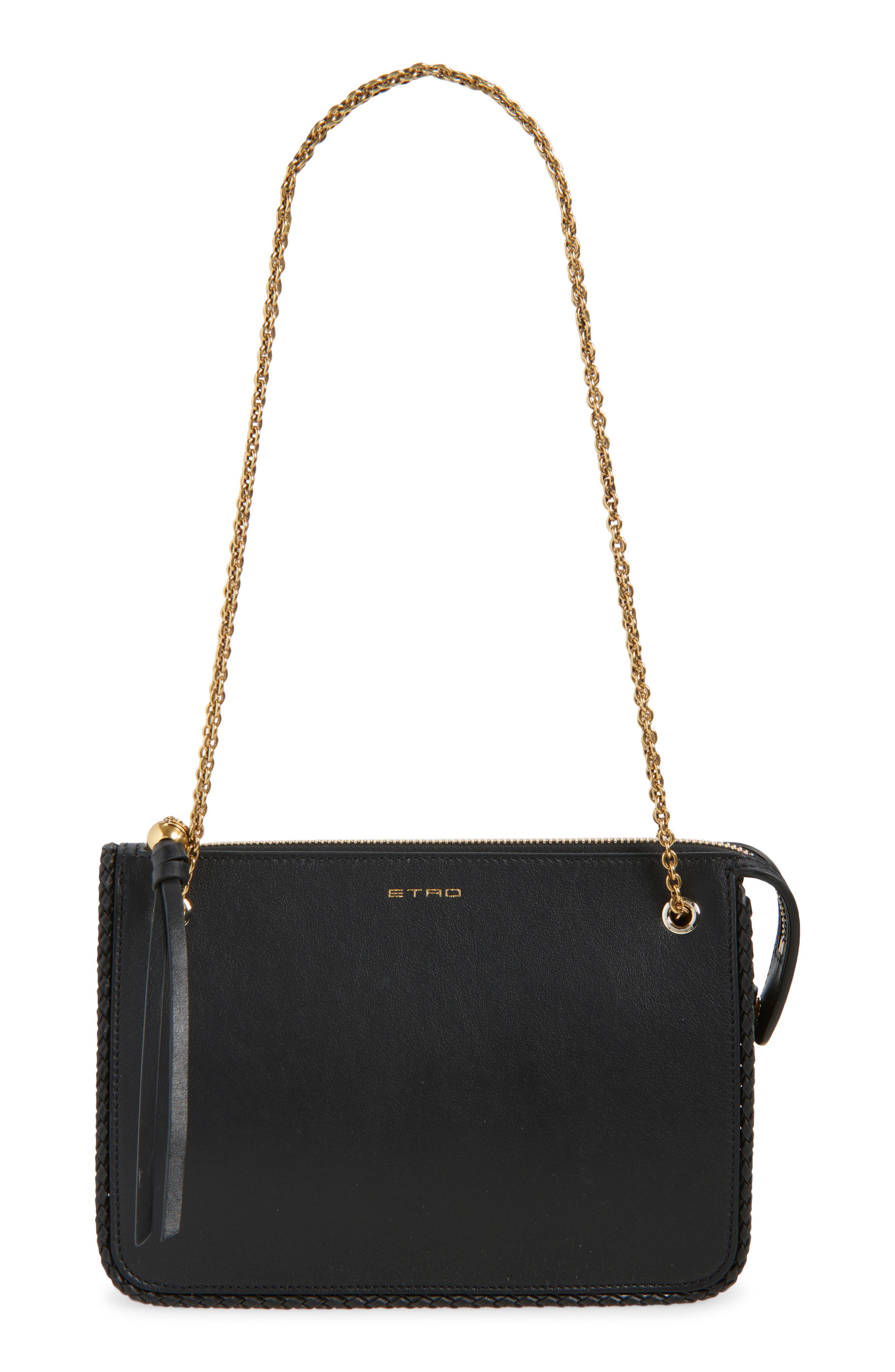 Etro Leather Crossbody Bag, Main, color, Uni Black