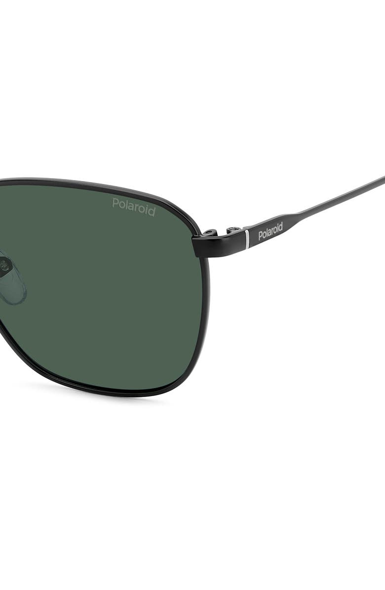Polaroid 56mm Polarized Rectangular Sunglasses, Alternate, color, Matte Black/ Green Polarized