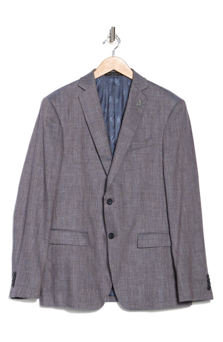 John Varvatos Star USA Solid Linen & Wool Sport Coat, Alternate, color, Blue