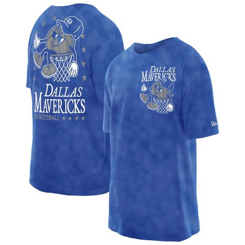 Men's New Era Blue Dallas Mavericks Old School Sport Enzyme Wash Oversized T-Shirt