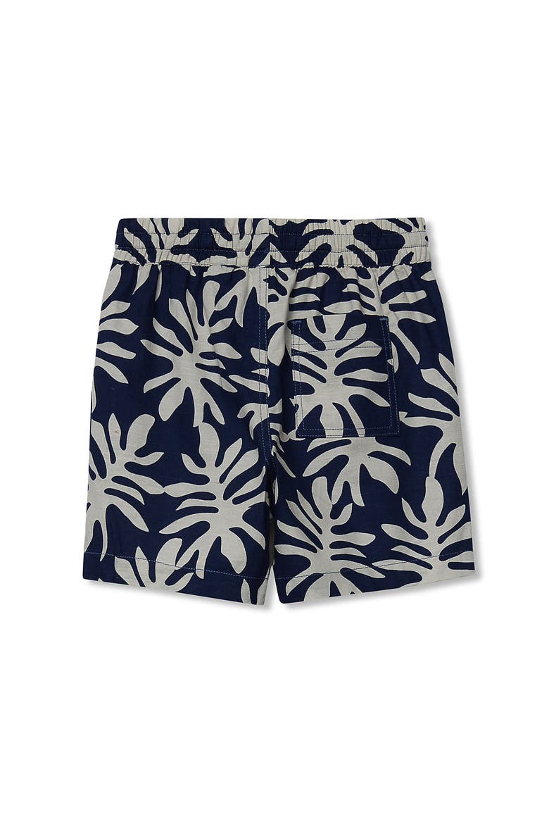 Boys Linen Slub Shorts, Alternate, color, Tropical Leaf/Navy