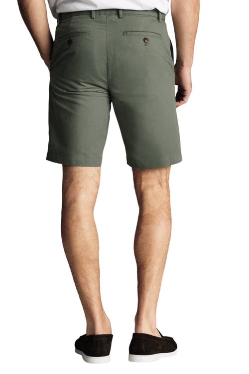 Charles Tyrwhitt Cotton Linen Shorts In Green