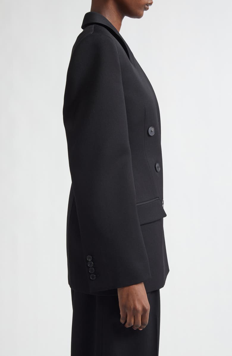 Givenchy Double Breasted Integrated Collar Wool Jacket, Alternate, color, Black
