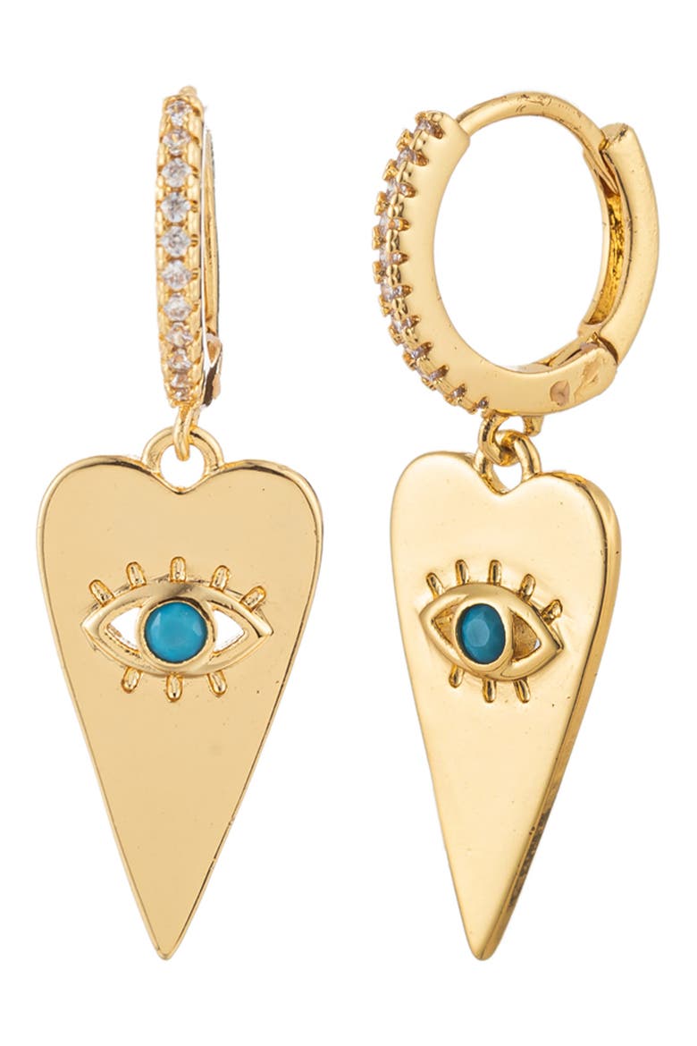 Eye Heart Drop Earrings, Main, color, GOLD