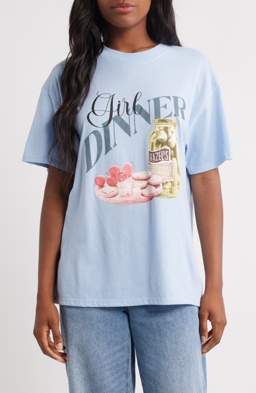 Vinyl Icons Girl Dinner Cotton Blend Graphic T-shirt In Blue