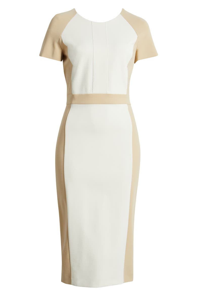 Darsa Colorblock Midi Sheath Dress, Alternate, color, SOFT CREAM BEIGE COMBO