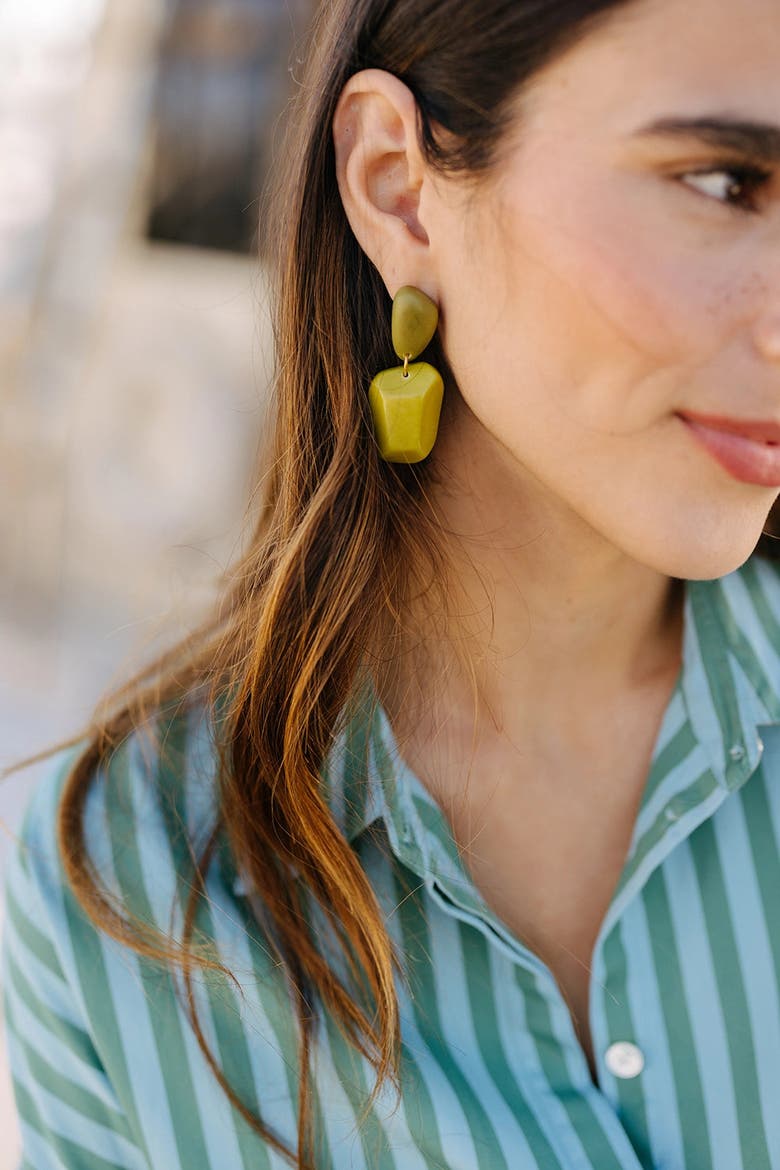 Kiwi Geo Earrings, Alternate, color, Green