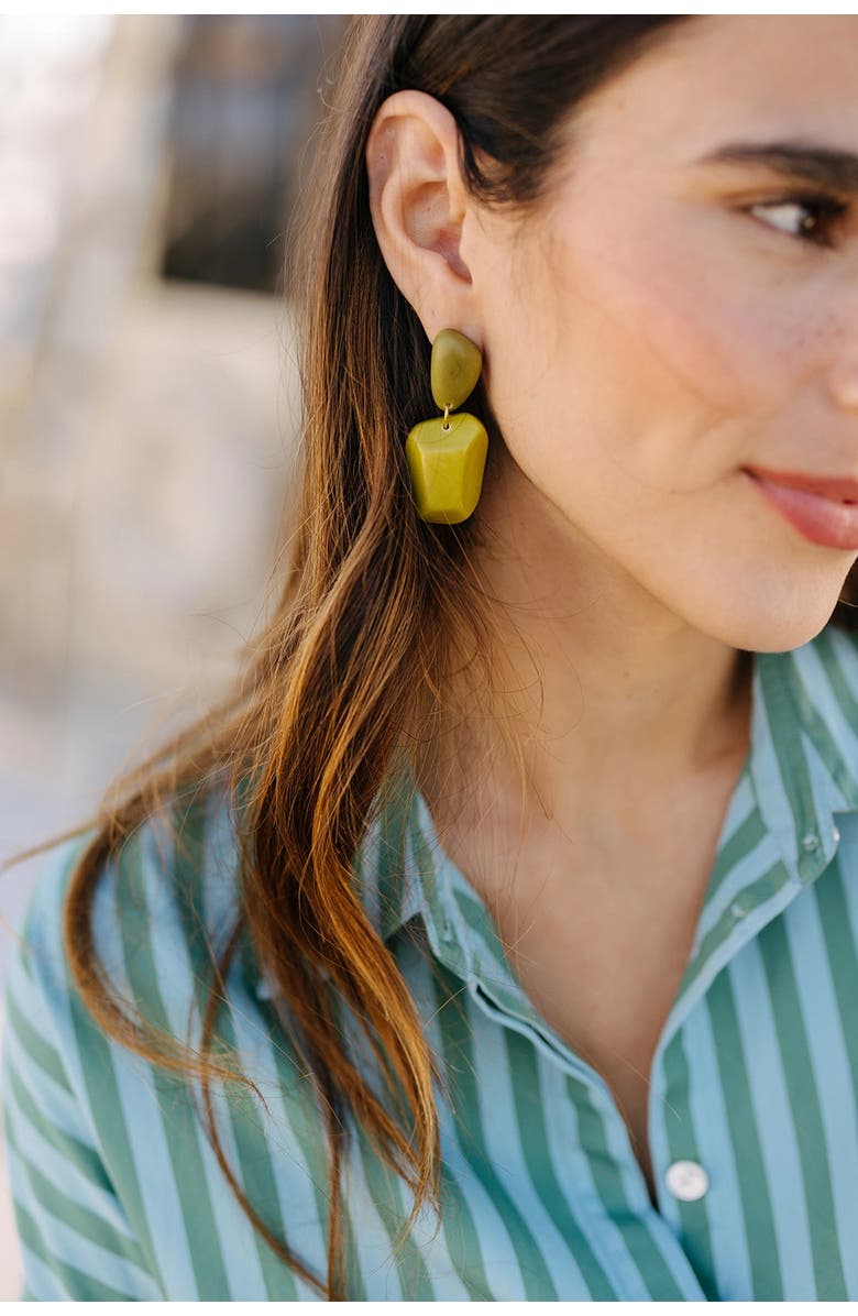 Noonday Kiwi Geo Earrings, Alternate, color, Green