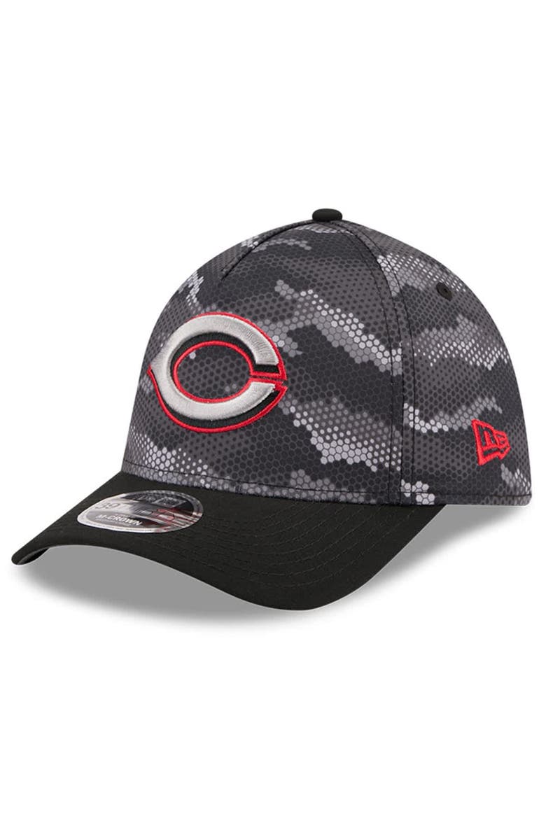 New Era Men's New Era Black Cincinnati Reds Camo 39THIRTY A-Frame Flex Hat, Main, color, Black
