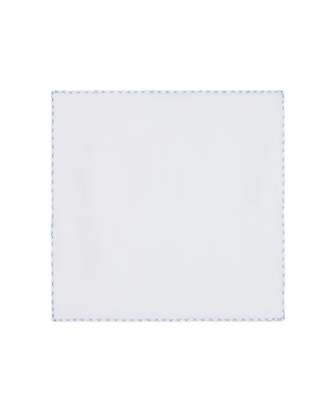 Carlton Linen Cross Stitch Border Pocket Square