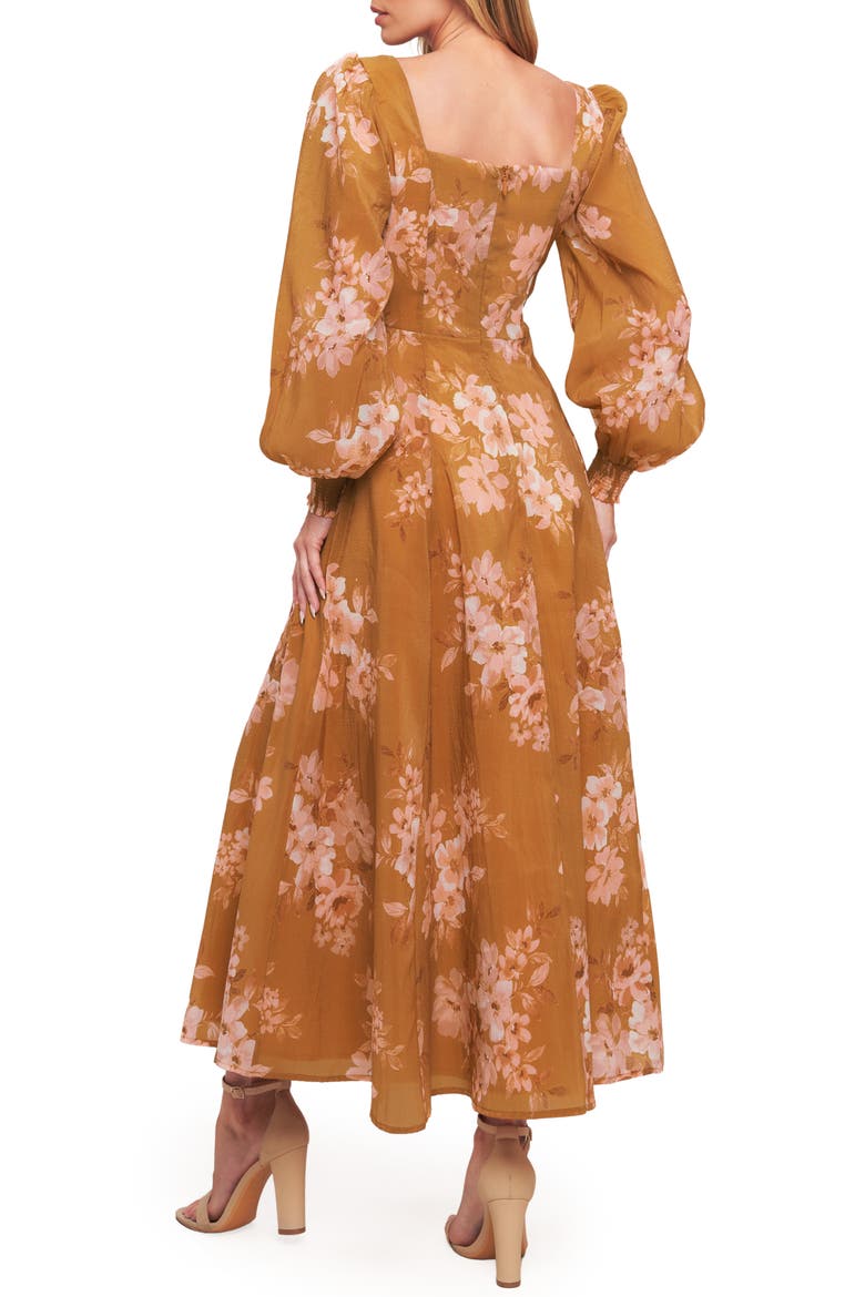 Long Sleeve Midi Dress, Alternate, color, BROWN