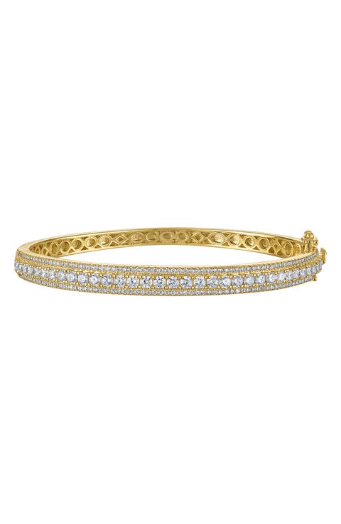 Cubic Zirconia Hinged Bangle Bracelet