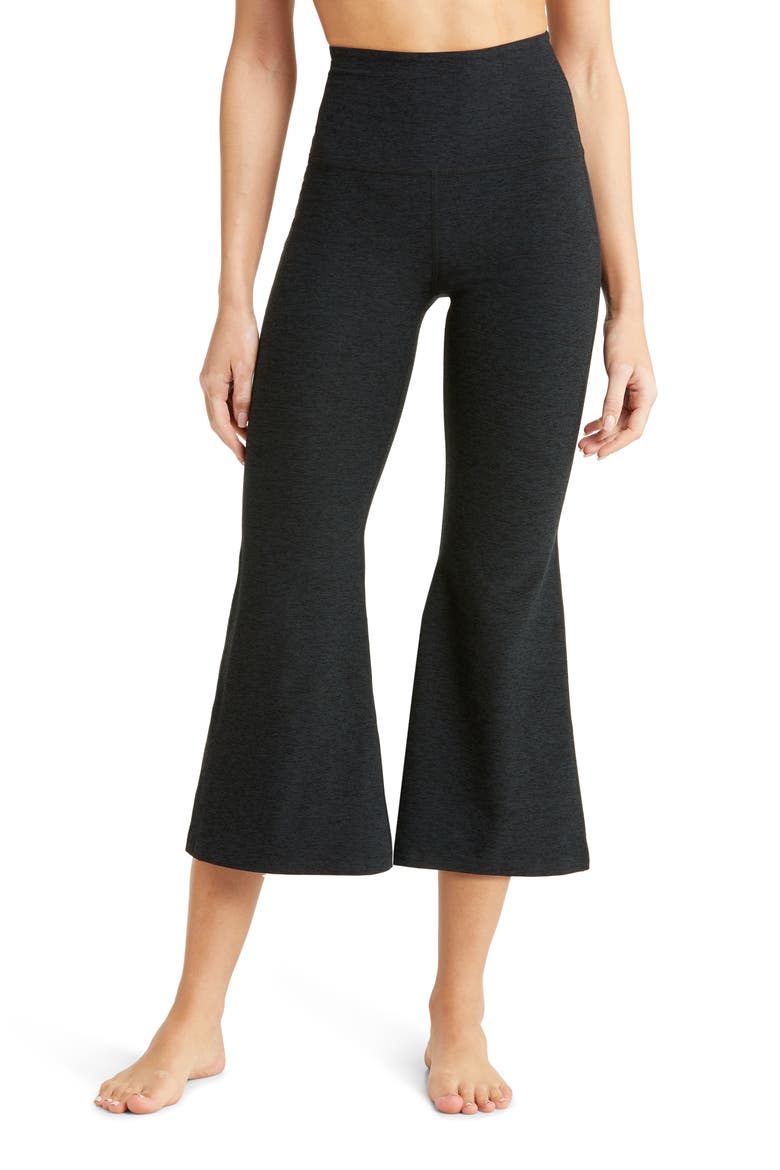Space Dye High Waist Retro Crop Flare Pants, Main, color, DARKEST NIGHT