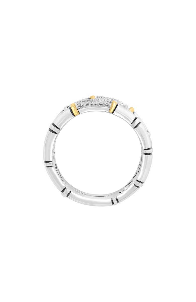 EFFY Sterling Silver & 18K Yellow Gold Pavé Diamond Bamboo Double Band Ring, Alternate, color,