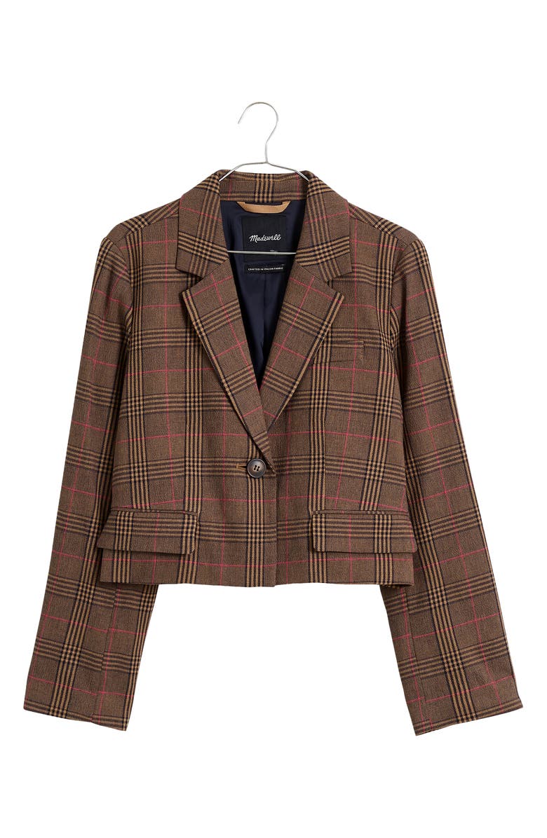 Madewell Stocco Glen Plaid Crop Blazer, Alternate, color,