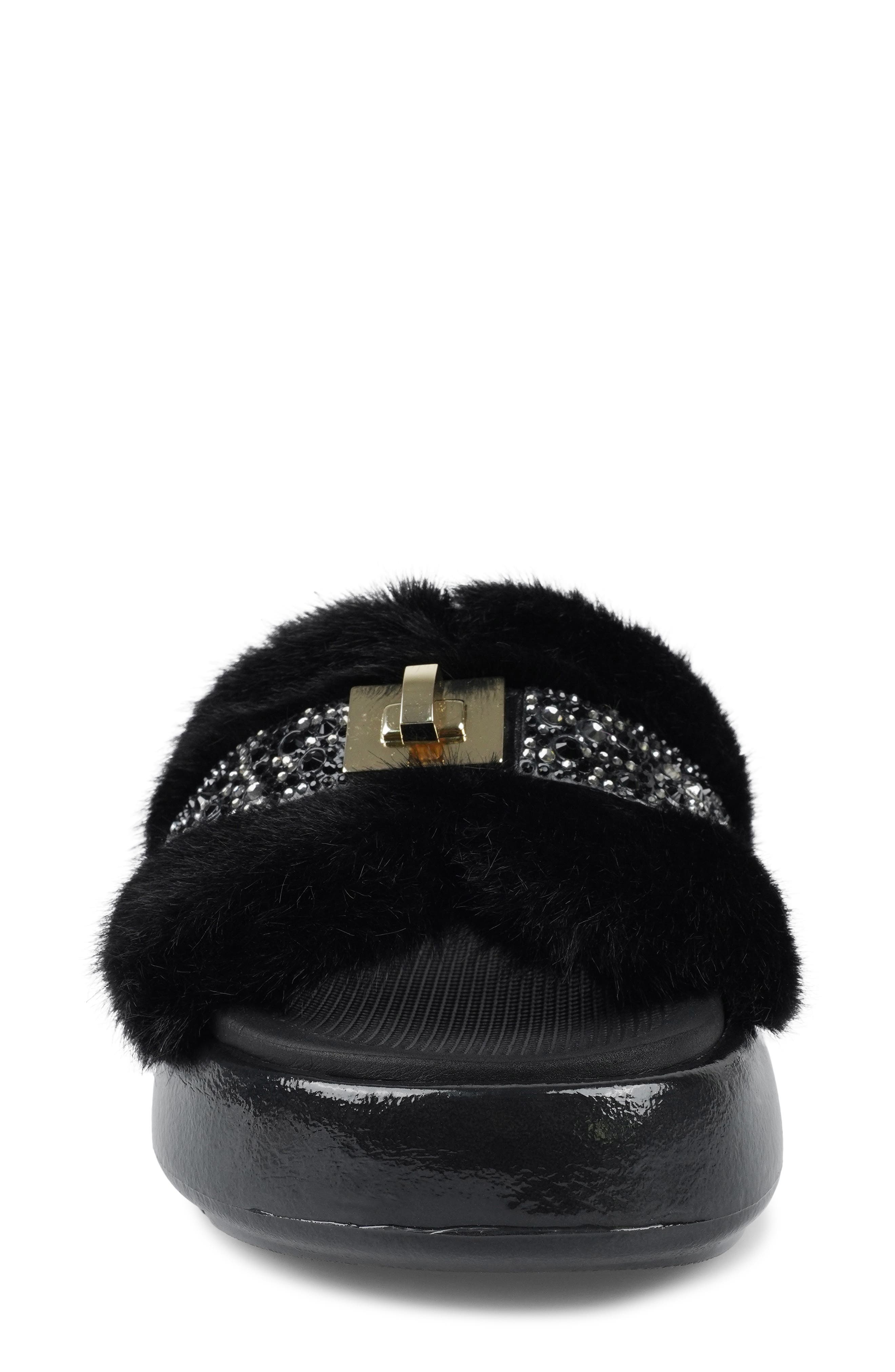 ZIGI Finley Faux Fur Platform Sandal, Alternate, color, Black