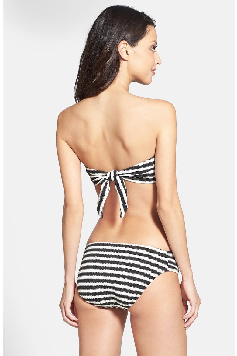 'Bianca' Mitered Stripe Bandeau Bikini Top, Alternate, color, BLACK