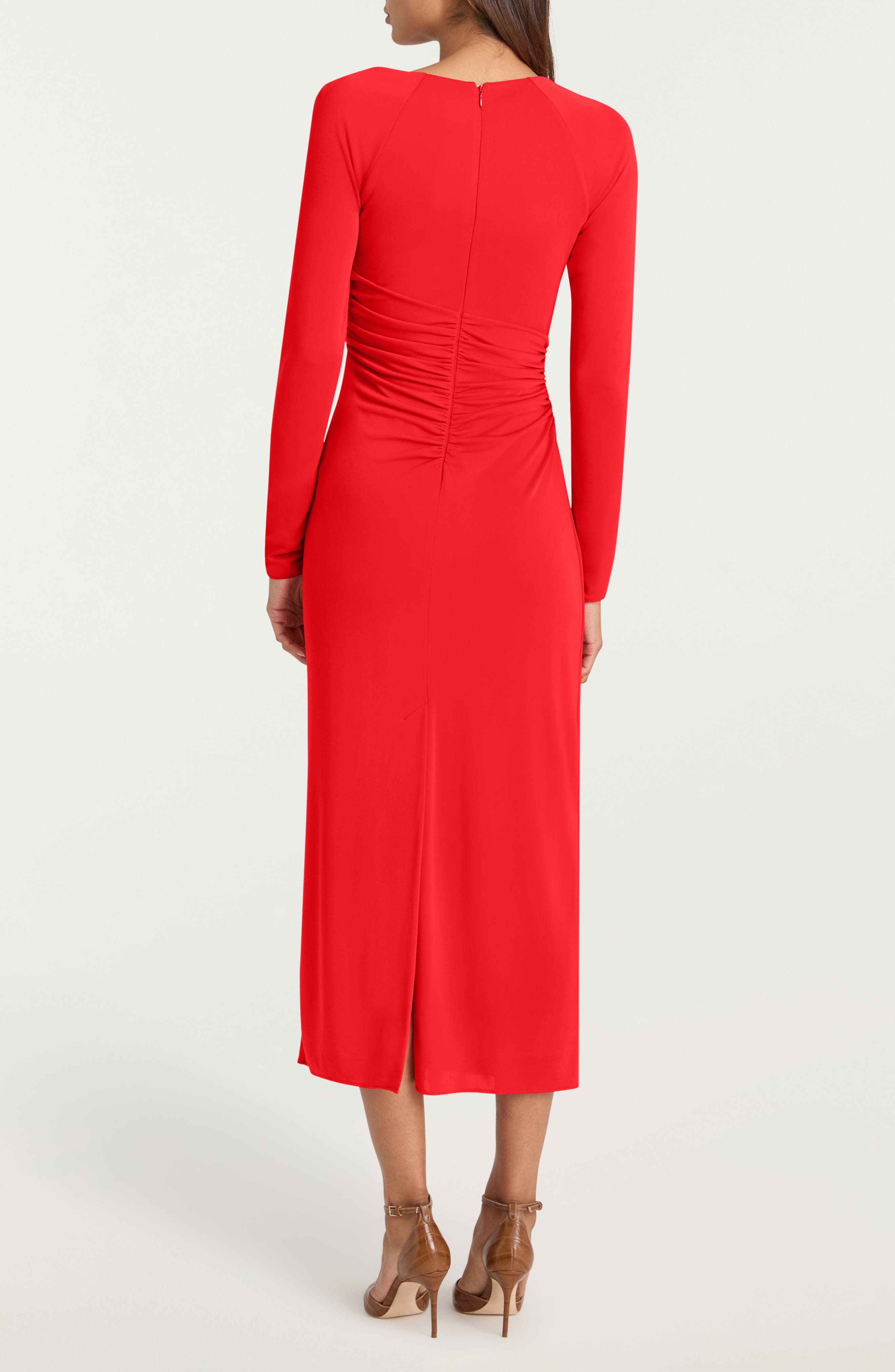 Jalyn Long Sleeve Asymmetric Drape Matte Jersey Dress - image 2