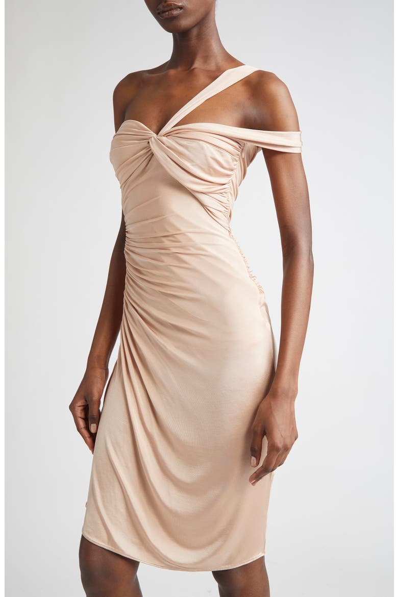 One-Shoulder Twist Front Jersey Minidress, Alternate, color, DEEP OYSTER