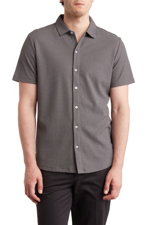 Broderick Dot Short Sleeve Cotton Blend Button-Up Shirt