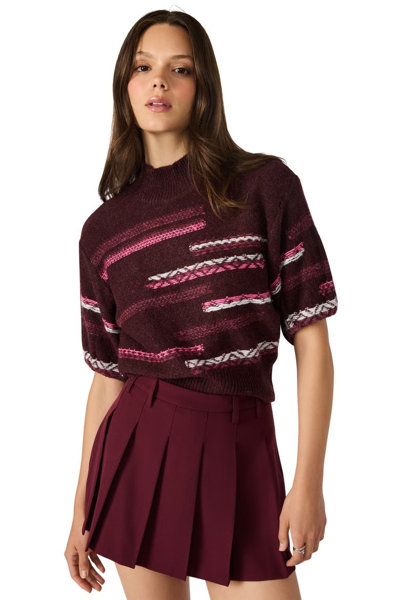 Ketra Mock Neck Crop Sweater, Alternate, color, WINE