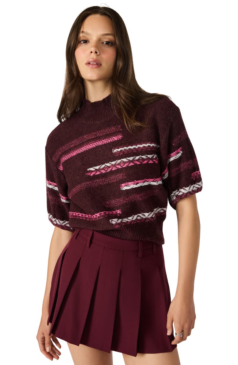 Steve Madden Ketra Mock Neck Crop Sweater, Alternate, color, Wine