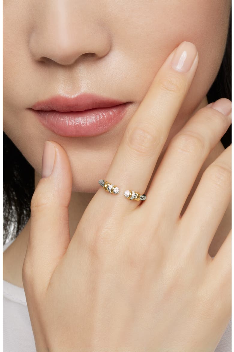 Petite Helena Open Ring with 18K Gold & Diamonds, Alternate, color, DIAMOND/ SILVER