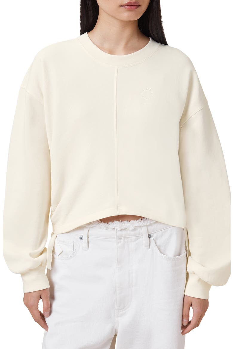 Mira Haven Tie Hem Cotton Sweater, Main, color, GARDENIA CREAM