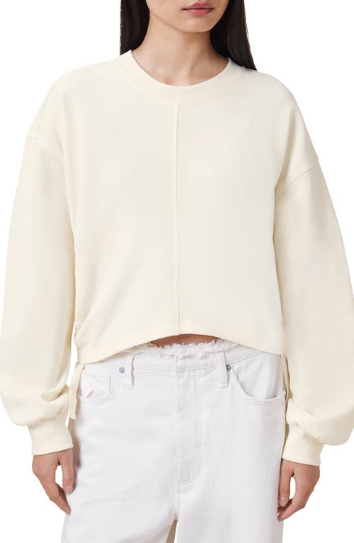 Allsaints Mira Haven Tie Hem Cotton Sweater In Gardenia Cream