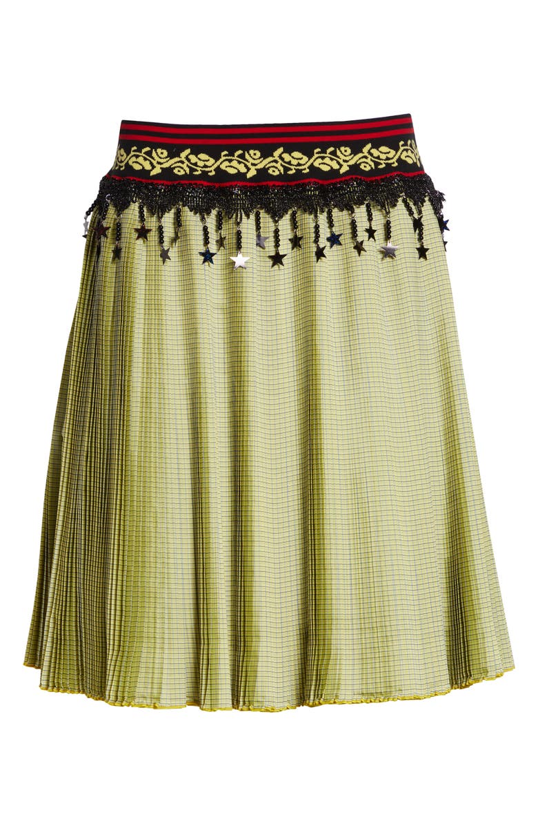Chopova Lowena Stacey Pleated Plaid Skirt, Main, color, Yellow Multi