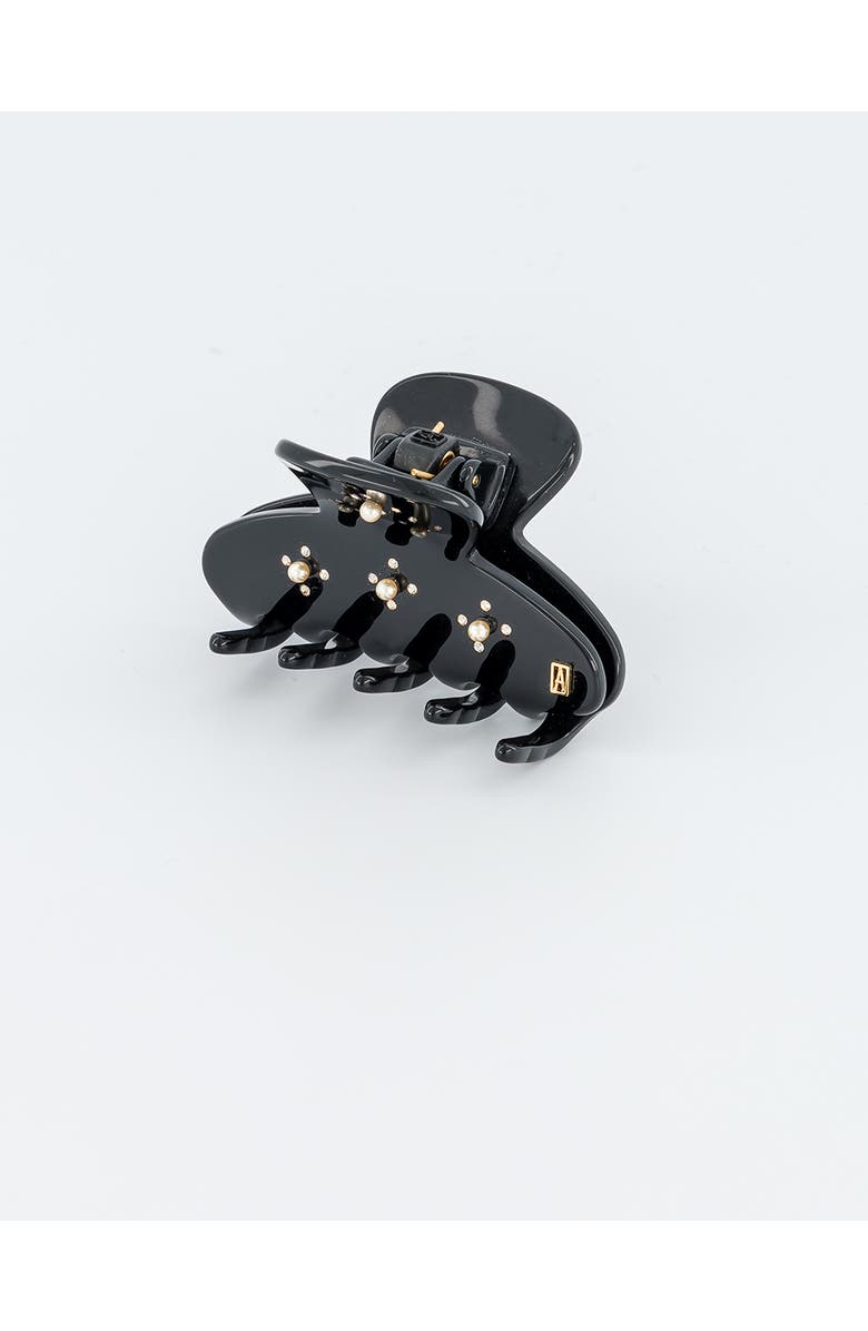 Alexandre de Paris En Pamoison Strass Acetate and Pearls Hair Claw Clip, Alternate, color, Black