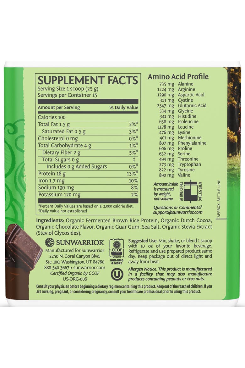Classic Organic Protein Powder, Chocolate, 375g sq tub, Alternate, color, No Color