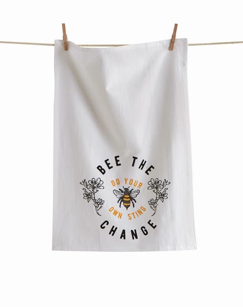 Bee The Change Floursack Kitchen Towels White Cotton Set