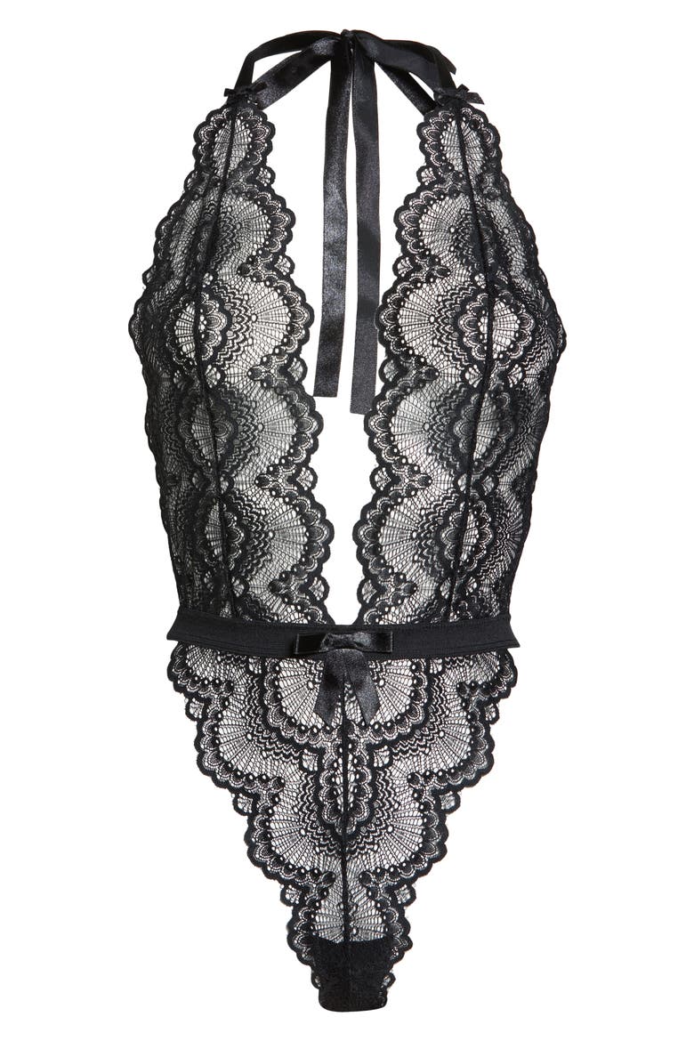 Alessa Lace Thong Teddy, Alternate, color, BLACK