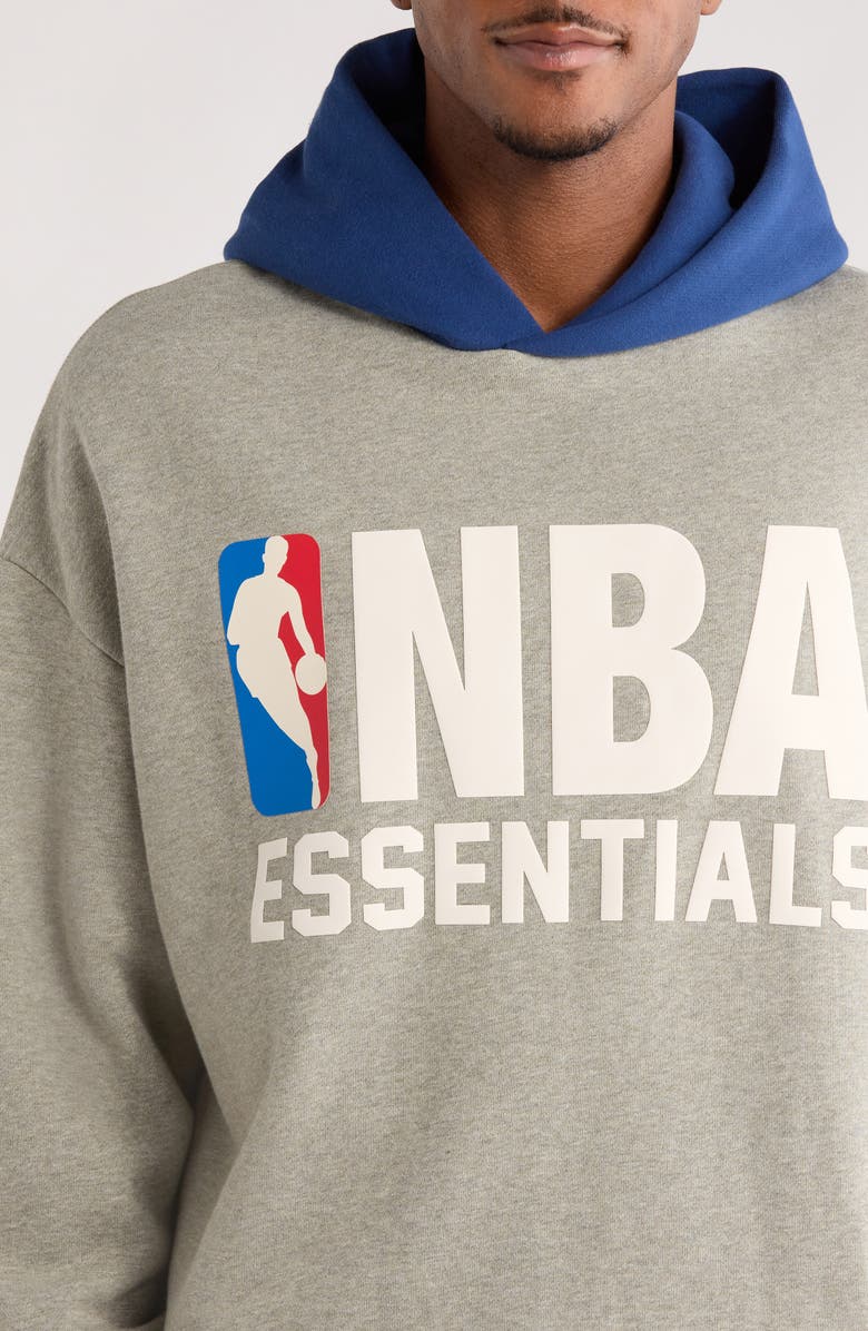 Fear of God Essentials x NBA Sports Fit Hoodie, Alternate, color, Concrete Heather/ Estate Blue