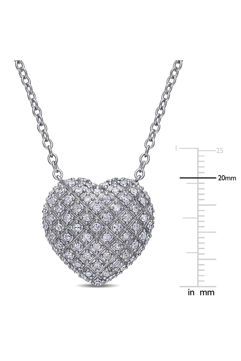 Diamond Clustered Heart Necklace, Alternate, color, Sterling Silver