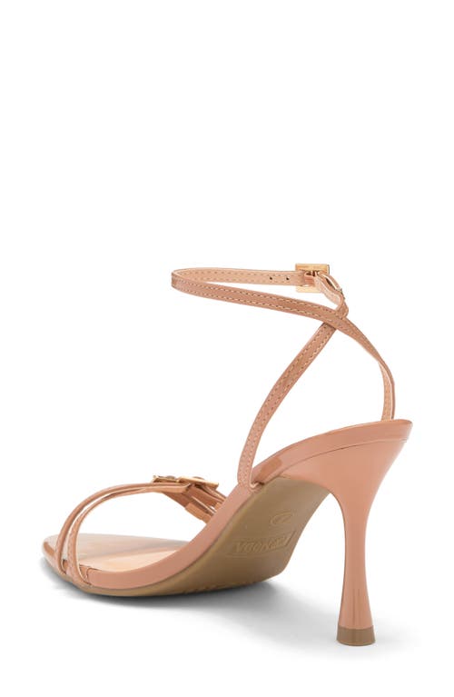 Top Guy Shoes Wynn Buckle Pointed Toe Sandal In Camel Patent
