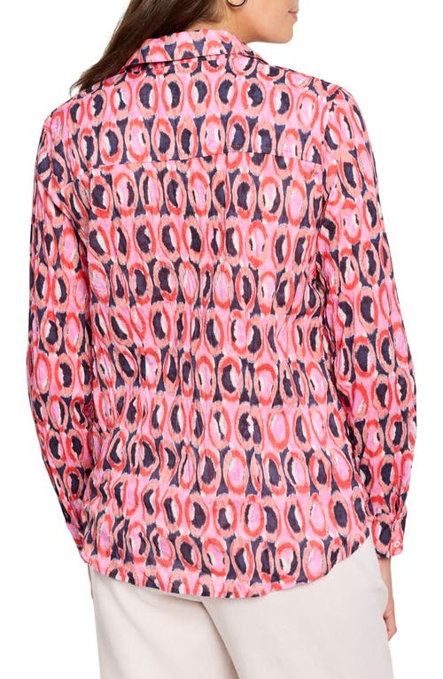 Nic + Zoe Nic+zoe Ikat Rings Button-up Shirt In Pink Multi