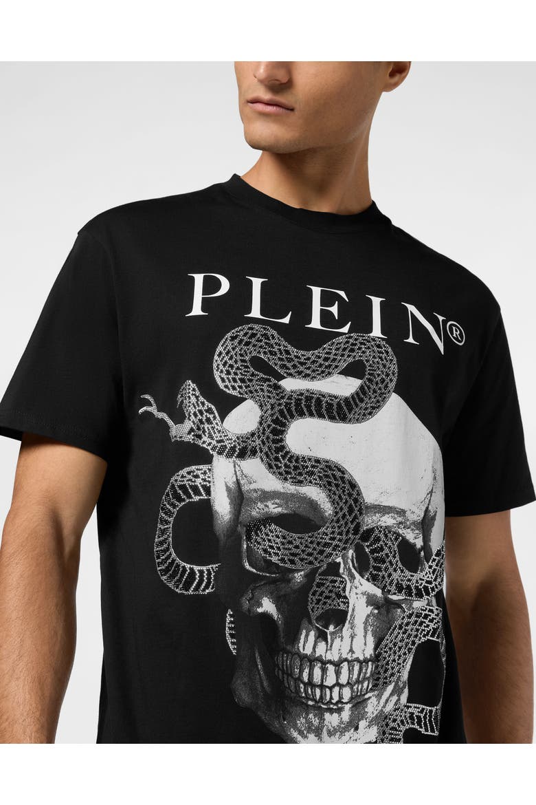 T-Shirt Round Neck Skull Men, Alternate, color, black