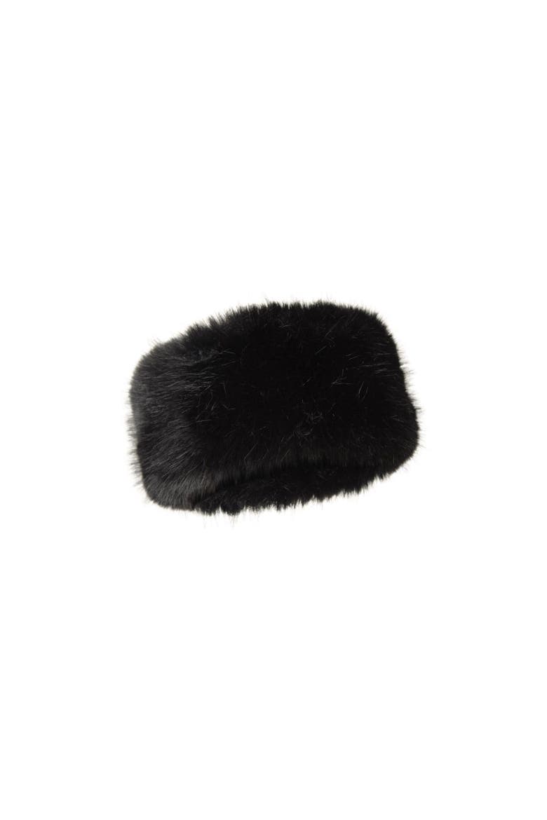 Faux Fur Thermal Headband, Alternate, color, Black