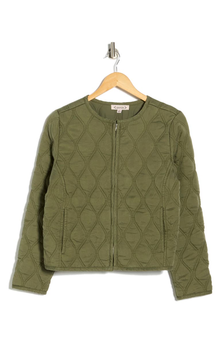 Full Zip Quilted Chambray Jacket, Main, color, PRAIRIE SAGE/ SCROLL