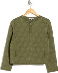 Nanette Lepore Full Zip Quilted Chambray Jacket