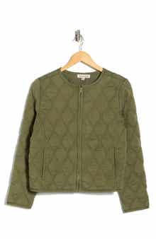 Nanette Lepore Full Zip Quilted Chambray Jacket