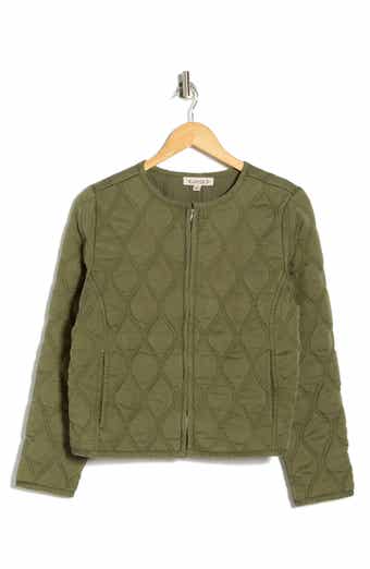 Nanette Lepore Full Zip Quilted Chambray Jacket