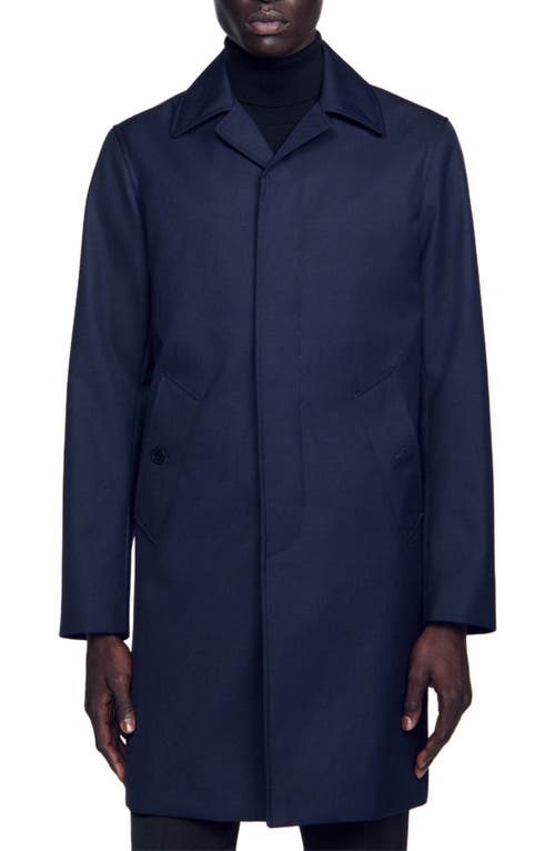 Sandro Waterproof Technical Fabric Coat In Navy Blue